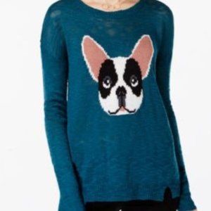 Hippie Rose French‎ Bull Dog Sweater Teal Size M